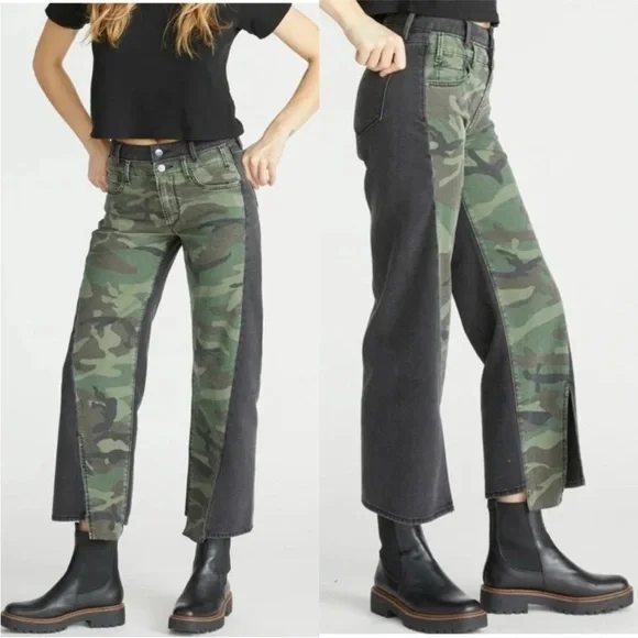 DRIFTWOOD Two-Tone Camo & Charcoal Cropped Jeans - Picture 2 of 15